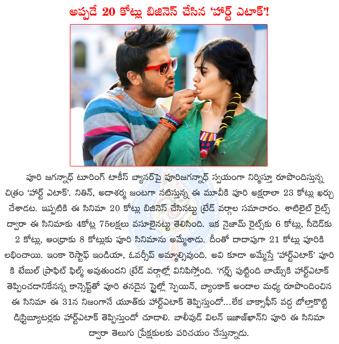 heart attack,nithin,puri jagannath,puri jagannadh touring talkies,adah sharma,heart attack movie pre release business,heart attack movie pre release talk,puri jagannath nithin film,  heart attack, nithin, puri jagannath, puri jagannadh touring talkies, adah sharma, heart attack movie pre release business, heart attack movie pre release talk, puri jagannath nithin film, 